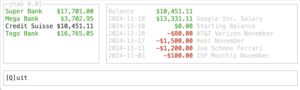 Abbildung 2: Die Terminal-UI zeigt ebenfalls die YNAB-Konten des Budgets an.