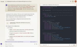 Abbildung 3: Fehlersuche im Nginx- und Docker-Setup mit Claude.