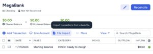 Abbildung 4: Manueller Import einer CSV-Datei in YNAB.