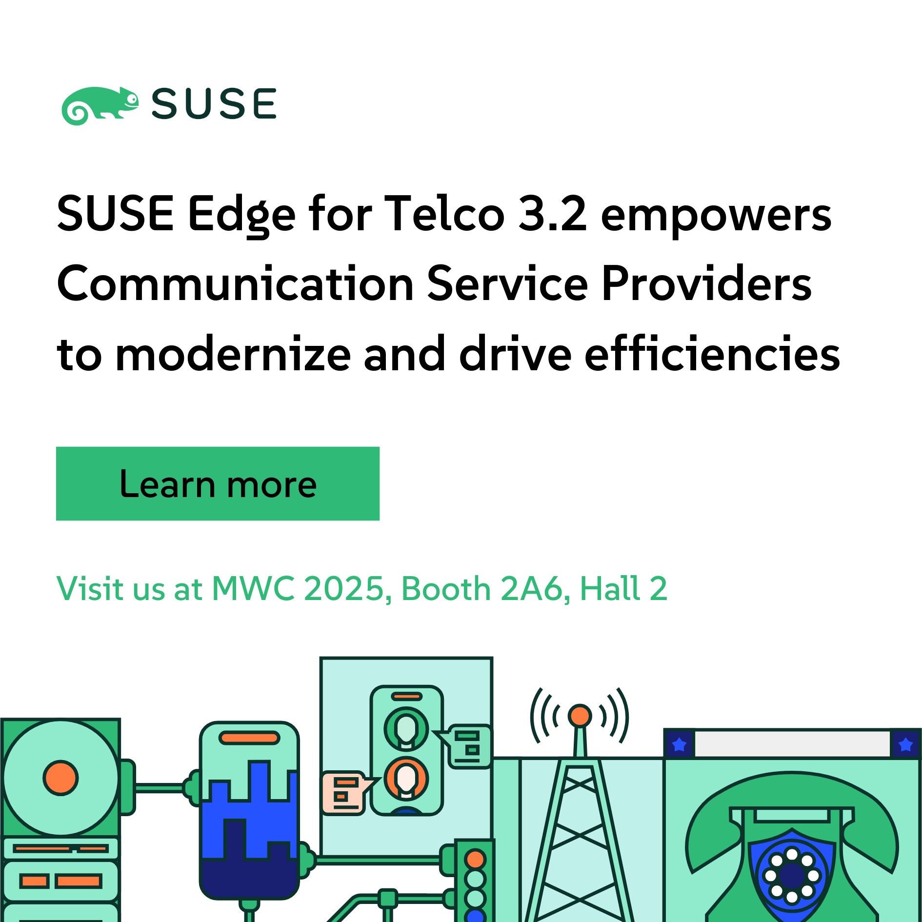 Beim laufenden Mobile WEorld Congress in Barcelona hat Suse seine Edge-Computing-Plattform Suse Edge for Telco in Version 3.2 vorgestellt. Quelle: Suse