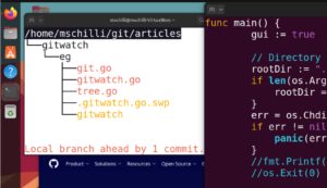 Abbildung 1: Das Tool Gitwatch zeigt modifizierte Dateien und den Push-Status in Echtzeit an.