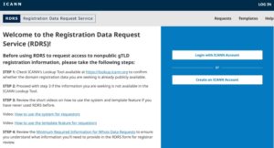 Abbildung 2: Zugang zum Registration Data Request Service. Quelle: ICANN