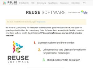 Abbildung 2: Die Homepage des FSFE-Projekts REUSE. Quelle: FSFE e.V.