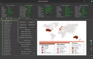 Abbildung 3: Vorbildlich gelöst: Systeminformationen und Konfigurationsoptionen im <span class="ui-element">Kodachi Dashboard</span>.