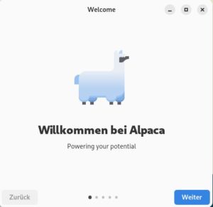 Abbildung 1: Das Alpaca-Fenster präsentiert sich beim ersten Aufruf sehr spartanisch.