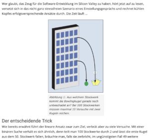 Abbildung 1: Die Frage nach der Bowling-Kugel aus dem Snapshot in LM 12/2009 …