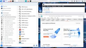 Abbildung 1: Das Startmen&uuml; von Kali Linux sortiert die mitgelieferten Werkzeuge nach Einsatzzweck.