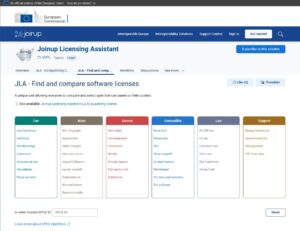 Abbildung 1: Der Joinup Licensing Assistant der Europäischen Kommission hilft beim Aussuchen einer passenden Lizenz.