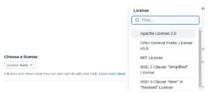 Abbildung 3: So sieht die Lizenzauswahl bei Github aus.
