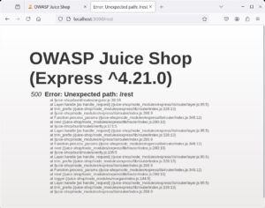 Abbildung 7: Laut Stack Trace basiert der Juice Shop auf der veralteten Node.js Express-Version&nbsp;4.21.0. Als Pentester k&ouml;nnte man jetzt dessen Sicherheitsl&uuml;cken ausnutzen.