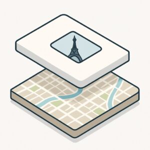 Abbildung 5: Unten der OpenStreetMap-Container, oben ein klickbares Canvas-Objekt mit Foto.