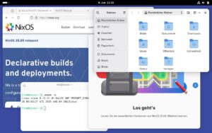 Abbildung 2: NixOS&nbsp;25.05 stellt mehrere unver&auml;nderte Desktop-Umgebungen zur Wahl, hier das aktuelle Gnome.