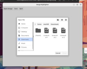 Abbildung 5: Auf <span class="ui-element">Load Image</span> geklickt, und ein Dialog zum Einlesen eines Screenshots schnellt hoch.