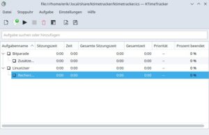 Abbildung 6: Das Programmfenster von KTimeTracker ist schnörkellos, die Software lässt sich intuitiv bedienen.