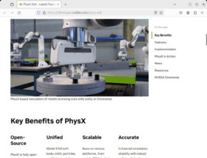 Abbildung 7: Auch Nvidia denkt bei seiner PhysX-Schnittstelle mittlerweile vor allem an einen Einsatz in der Robotik.