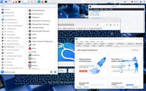 Abbildung 1: Das Startmen&uuml; von Kali Linux sortiert die mitgelieferten Werkzeuge nach Einsatzzweck.