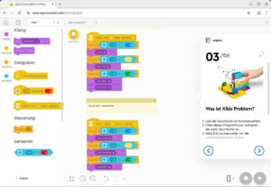 Abbildung 7: In der Scratch-Entwicklungsumgebung klicken die Schüler den Programmablauf aus bunten Blöcken zusammen.