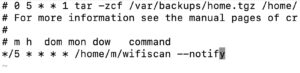 Abbildung 9: Alle 5 Minuten scannt der Cronjob das WLAN.