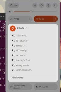 Abbildung 10: Die Liste der verfügbaren WLAN-Access-Points in der Umgebung.