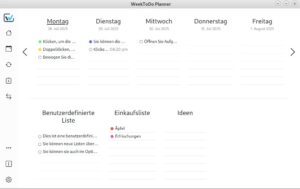 Abbildung 14: Das Programmfenster von WeekToDo enthält nach dem ersten Start einige Beispielaufgaben.