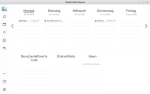 Abbildung 15: WeekToDo zeigt alle Aufgaben einer Woche an und zusätzliche Aufgabenlisten in frei definierbaren Kategorien.