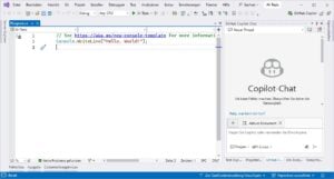 Abbildung 1: Screenshot von Visual Studio 2022 in der Community-Edition mit Copilot Chat.