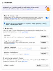 Mit Version 148 bringt Mozilla für seinen Firefox Browser einen Schalter, der die KI-Erweiterugen abschaltet.