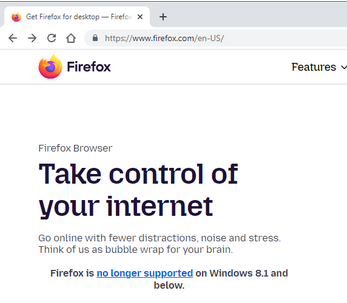 Firefox 115 ist die letzte unterstützte Version für Benutzer von Windows 7, Windows 8 und Windows 8.1. Updates werden bis Ende Februar 2026 über den ESR-Kanal bereitgestellt.