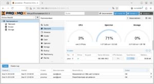 Abbildung 1: Proxmox&nbsp;VE basiert auf Debian und l&auml;sst sich vollst&auml;ndig &uuml;ber eine komfortable Weboberfl&auml;che steuern.