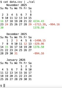 Abbildung 3: Der Terminal-Kalender mit den Buchungen.