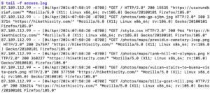 Abbildung 1: Der Webserver notiert IPs eingehender Requests in der Log-Datei.