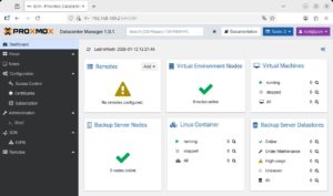 Abbildung 2: Der Proxmox Datacenter Manager fasst den Zustand der betreuten Systeme in Statistiken zusammen.