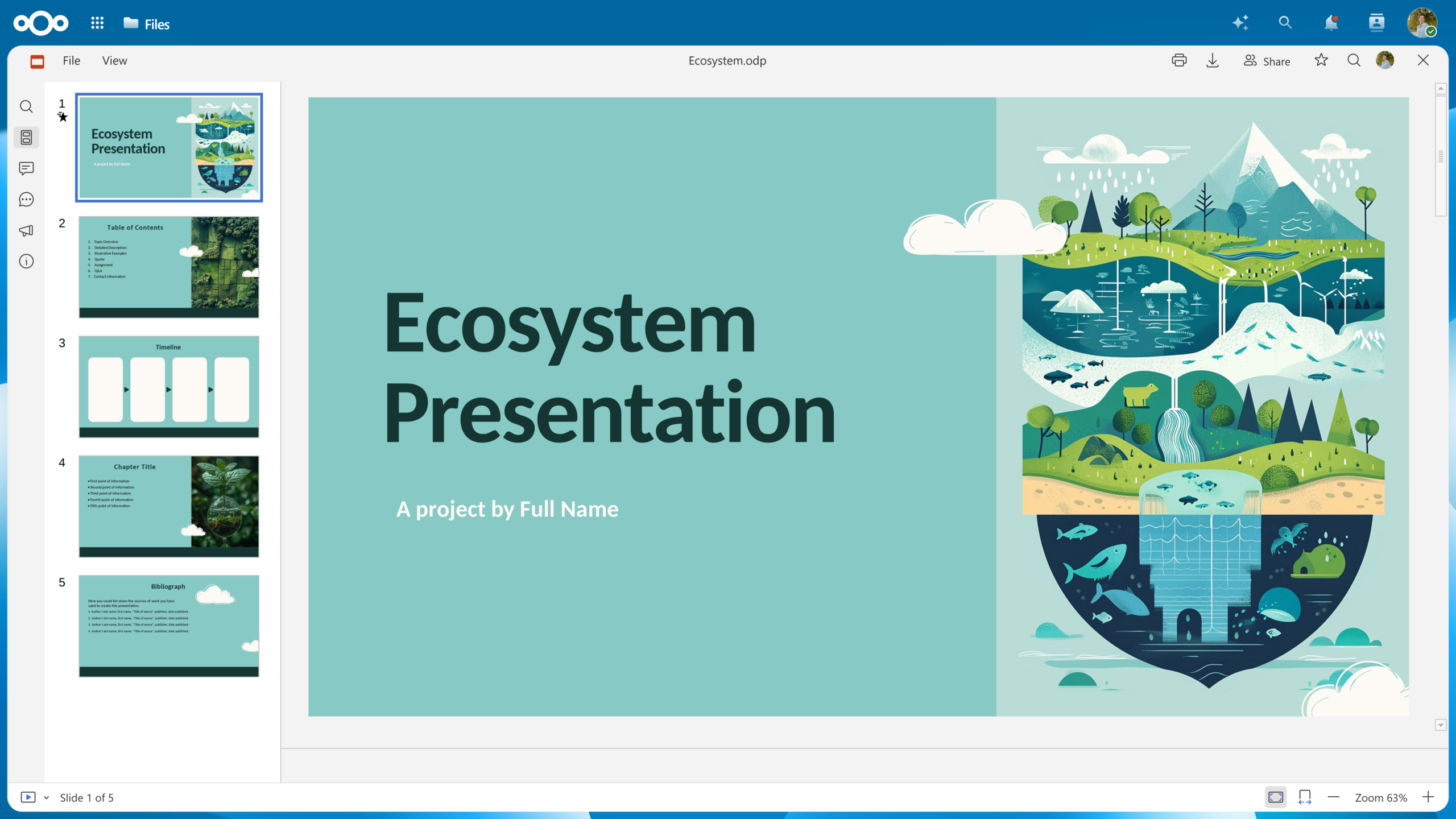 Präsentation im Browser in Nextcloud Office auf Basis von Euro-Office