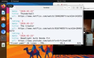 Abbildung 2: Angefangene Filme listet die Software im YAML-Format auf.