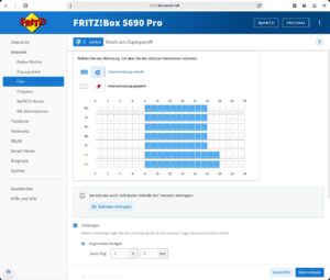 Abbildung 1: Zugangsprofile der Fritzbox begrenzen Onlinezeiten pro Gerät.